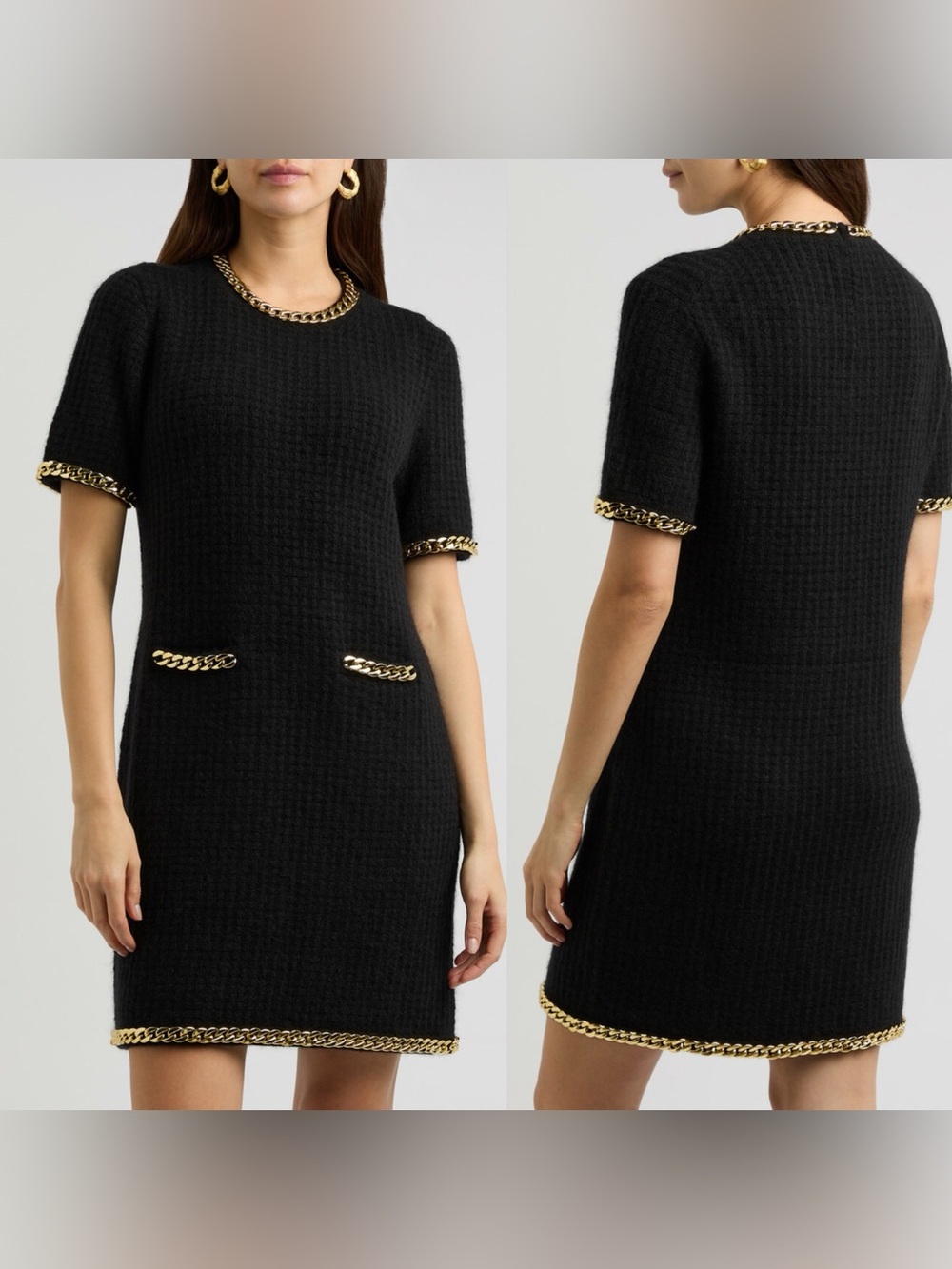 NWT Tory Burch Chain-detail waffle-knit minidress XS $798